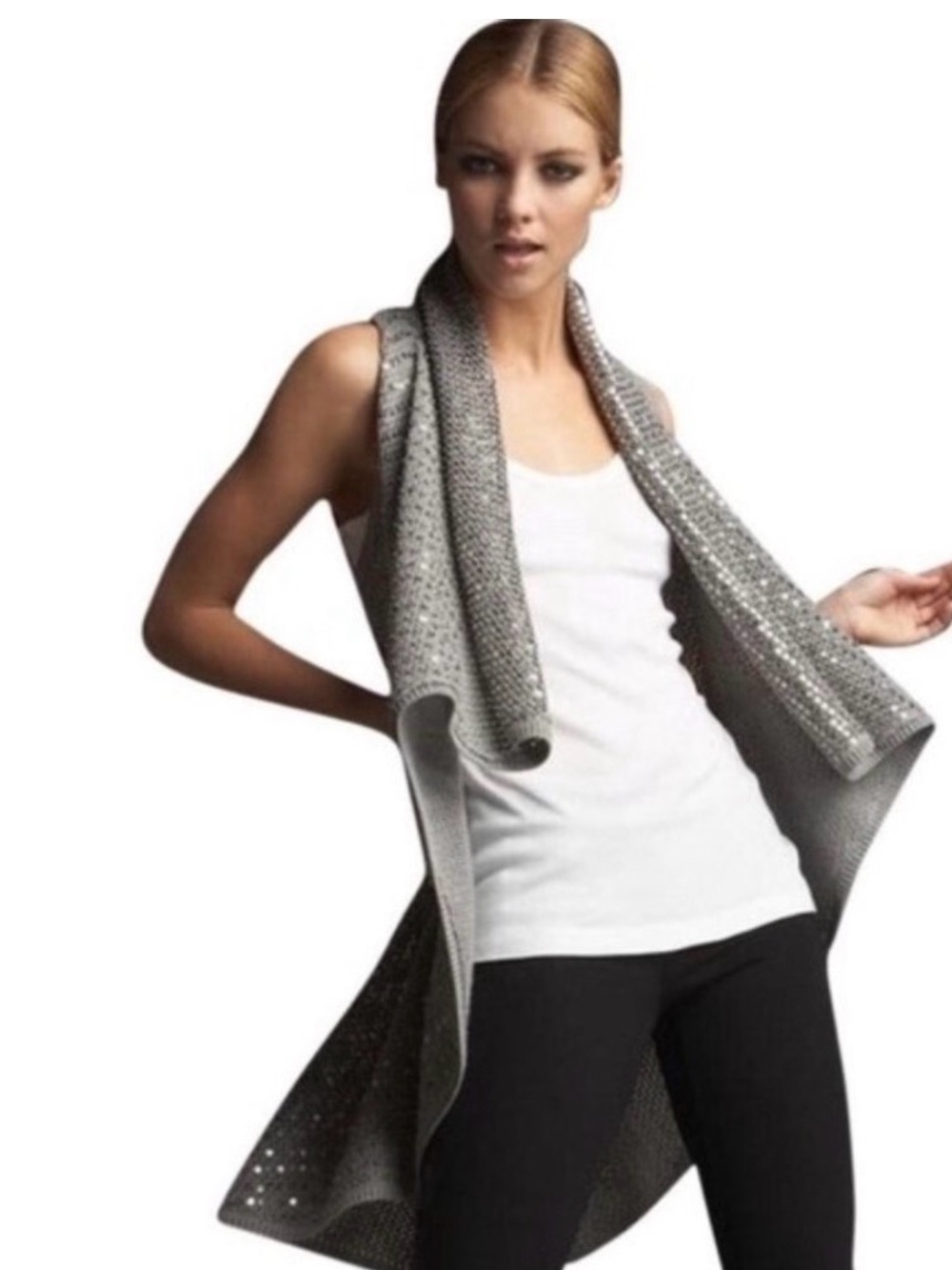 ALICE AND OLIVIA ALLOVER SEQUIN CARDI $484 worm 1x sz L